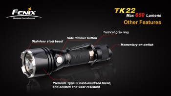 Фонарь Fenix Tactical TK22 (XM-L (U2), 650 лм, 2xCR123A/1x18650)